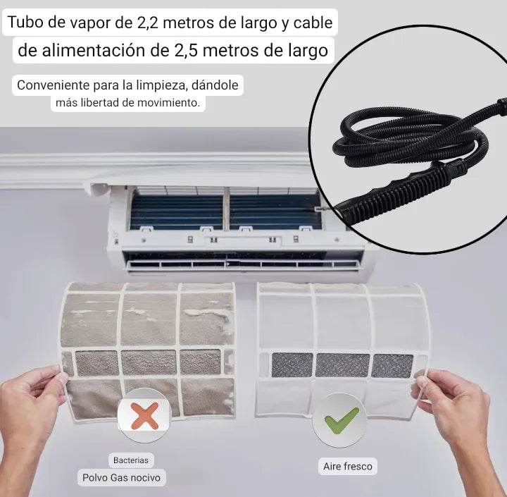 Limpiador a Vapor 2500W de Alta Presión | Limpieza Profunda Multiuso